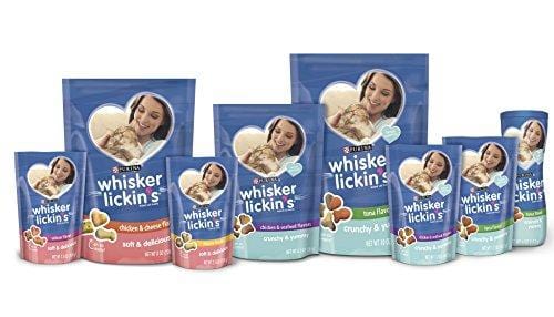 Purina Whisker Lickin's Cat Treats; Crunchy & Yummy Chicken & Seafood Flavors - 6.5 oz. Pouch, Pack of 7