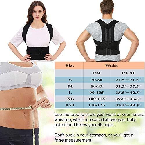 Back Brace Posture Corrector for Women and Men Back Lumbar Support Shoulder Posture Support for Improve Posture Provide and Back Pain Relief (27.5"-49.5") Waist-L
