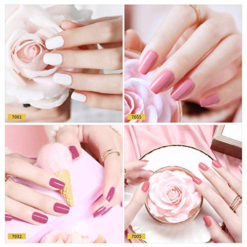 AZUREBEAUTY Gel Nail Polish Set - Pink Purple Glitter Colors Soak Off UV LED Gel Polish Kit 8 PCS 0.24 OZ