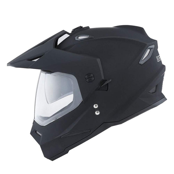 1Storm Dual Sport Motorcycle Motocross Off Road Full Face Helmet Dual Visor Matt Black, Size Medium (55-56 CM 21.7/22.0 Inch)
