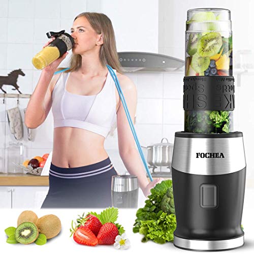 Smoothie Blender, Fochea 500W Personal Blender with BPA-Free Travel Bottles (2 * 20 oz) for Smoothies, Ice and Frozen Fruit