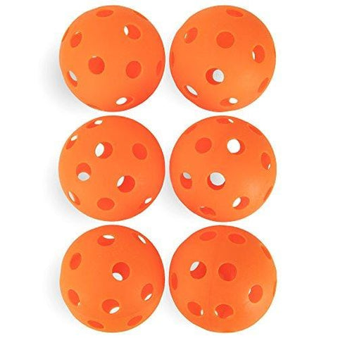 Crown Sporting Goods 6-Pack of 12-inch Plastic Softballs - Perforated Practice Balls for Sports Training & Wiffle Ball (Orange)