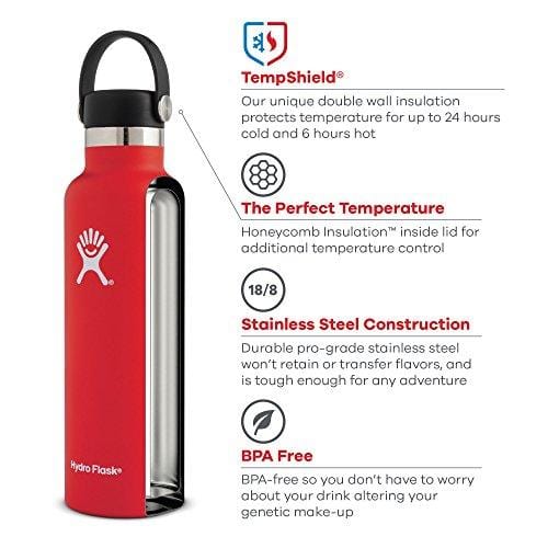 Hydro Flask 21 oz Water Bottle | Stainless Steel & Vacuum Insulated | Standard Mouth with Sport Cap | Mint