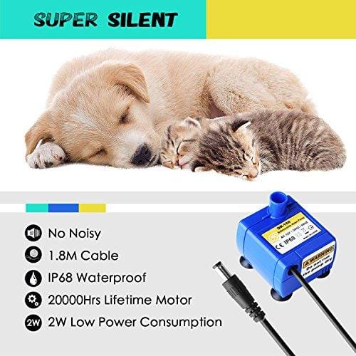 PARNER Pet Water Fountain, 2.5L Flower Pet Dispenser, Super Quiet Automatic Drinking Water Bowl for Cat & Dog