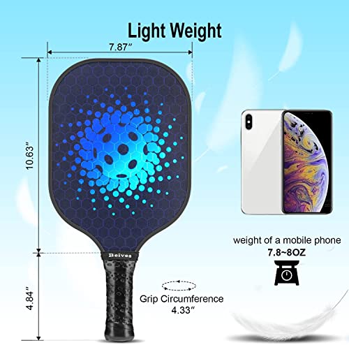 Beives Pickleball Paddles, Graphite Pickleball Rackets Set of 2 with 4 Balls for Outdoor/Indoor, Polypropylene Honeycomb Core, Edge Guard, Ergonomic Grip, Lightweight Pickleball, Carry Bag