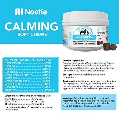 Nootie Calming Treats for Dogs 120CT - Dog Anxiety Relief Organic Passion Flower 150Mg of Hemp Oil for Dogs per Soft Chew Calming Aid for Anxiety Relief for Dogs and Pets Calming Dog Treats