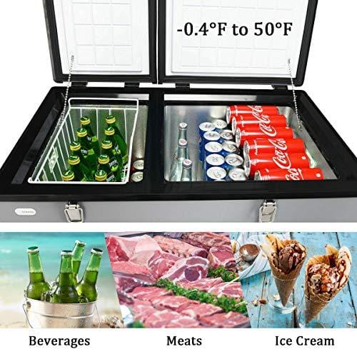 COSTWAY Car Travel Freezer, 84 Quart Portable 2-door Compressor Freezer -4°F to 50°F, Electric Powered Cooler Mini Fridge For Car and Home, Camping, Truck Party (84 Quart)