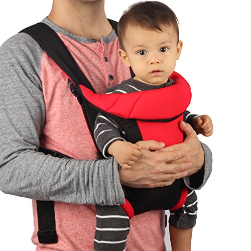 Neotech Care Baby Carrier - Front and Back Carrying - Adjustable, Breathable & Lightweight - for Infant, Child, Toddler - Black with Red