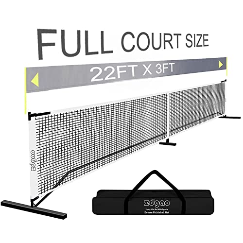 Zdgao Pickleball Net Portable Outdoor in Regulation Size 22FT x 3 FT w/Sturdy Metal Frame and Carry Bag | Pickle Ball Net Set for Driveway, Backyard