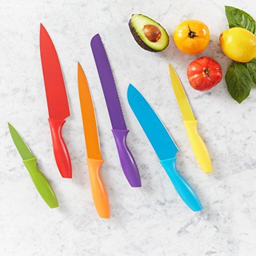 AmazonBasics 12-Piece Colored Kitchen Knife Set