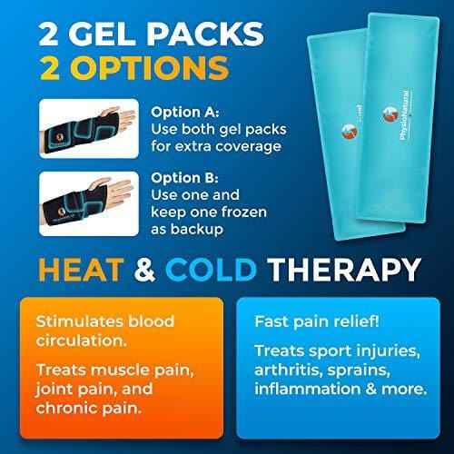 Wrist Ice Pack Wrap - Hot & Cold Therapy for Instant Pain Relief of Carpal Tunnel, Tendonitis, Injuries, Swelling, Rheumatoid Arthritis, Bruises & Sprains - Hand Support Brace with Reusable Gel Packs