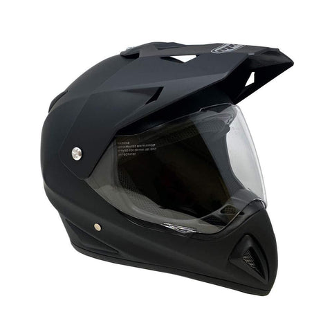 MMG Helmet Dual Sport Off Road Motorcycle Dirt Bike ATV - FlipUp Visor - 27V Matte Black (XX-Large)