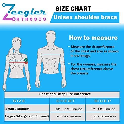 Shoulder Stability Brace - Adjustable Compression Sleeve & E- Book by Zeegler Orthosis -Rehabilitation Wrap for Torn Rotator Cuff Pain, Tears, Sprains, Bursitis, Labrum Tear, Tendinitis