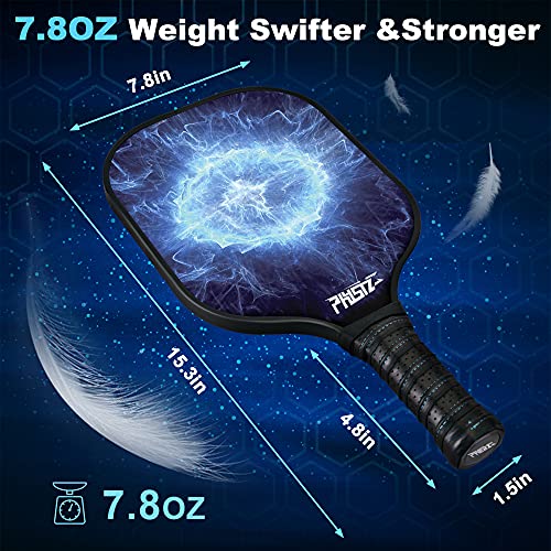 Pickleball Paddles, PHYSIZZ Pickleball Paddle Set of 2 Graphite Surface Pickleball Rackets 4 Pickleball Balls and 1 Carrying Bag, Lightweight Honeycomb Core Polypropylene USAPA Pickleball Raquette Set