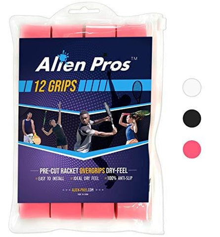 Alien Pros Tennis Grip Tape for Rackets – (12 Grips) Precut and Dry Feel Overgrip – Replacement for Old Overwraps – Wrap Your Racquet for High Performance (12 Grips, Pink) [product _type] Alien Pros - Ultra Pickleball - The Pickleball Paddle MegaStore