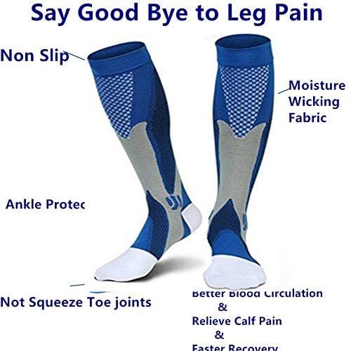 3 Pairs Medical&Althetic Compression Socks for Men, 20-30 mmHg Nursing Performance Socks for Edema, Diabetic, Varicose Veins,Shin Splints,Running Marathon (Blue+Black+White) [product _type] Daily_Use - Ultra Pickleball - The Pickleball Paddle MegaStore