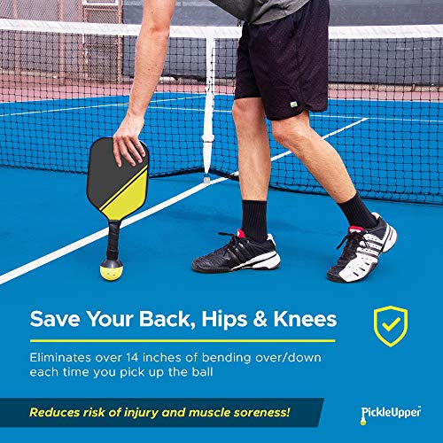 PickleUpper Pickleball Ball Retriever - Attaches to Pickleball Paddles - The Easy Way to Pick Up Pickleball Balls Without Bending Over - Fits Standard Paddles