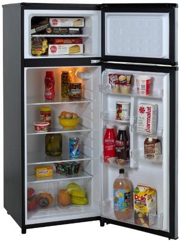 Avanti RA7316PST 2-Door Apartment Size Refrigerator, Black with Platinum Finish
