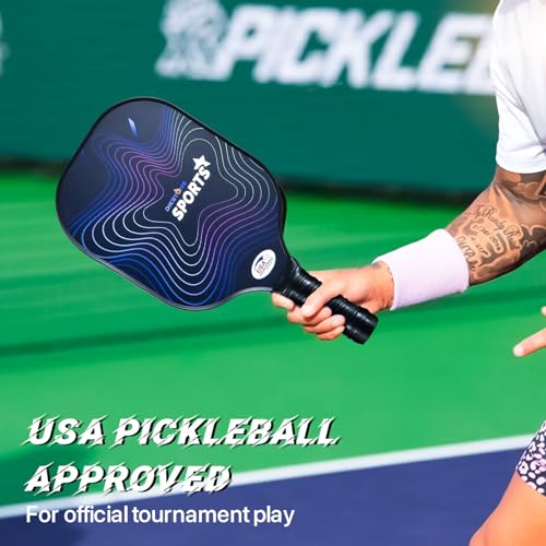 Diketone Pickleball Paddles Set of 2, Fiberglass Pickleball Paddles, Polypropylene Honeycomb Core, Lightweight Pickleball Rackets 2 Pack with 4 Pickleball Balls, Pickleball Paddle Set for Men Women