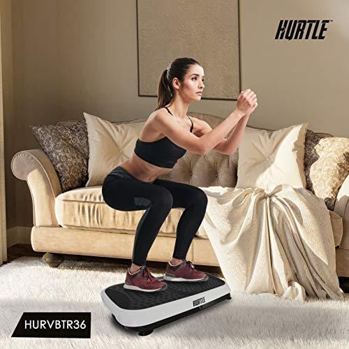 Hurtle Fitness Vibration Platform Machine - Home Gym Whole Body Shaker Exercise Machine Workout Trainer Fast Weight Loss w/ Resistance Bands, Easy Carry Wheel Remote, Adjustable Speed - HURVBTR36