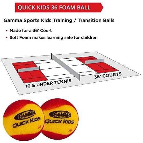 Gamma Sports Quick Kids 36 Foam Low Bounce Training and Practice Tennis Balls for Kids and Beginners, 75% Slower than Standard Tennis Balls (Designed for 36' Tennis Courts, 60 Pack, Yellow/Red) [product _type] Gamma - Ultra Pickleball - The Pickleball Paddle MegaStore