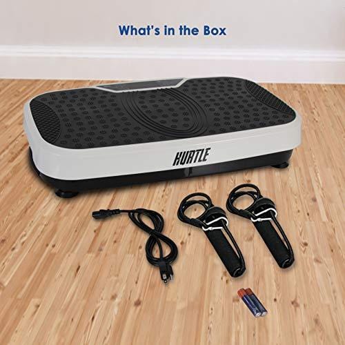 Hurtle Fitness Vibration Platform Machine - Home Gym Whole Body Shaker Exercise Machine Workout Trainer Fast Weight Loss w/ Resistance Bands, Easy Carry Wheel Remote, Adjustable Speed - HURVBTR36