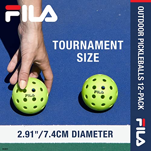 FILA Accessories Outdoor Pickleball Balls - Official Outdoor Pickleballs, Regulation Size with 40 Holes (Yellow), Pack of 4