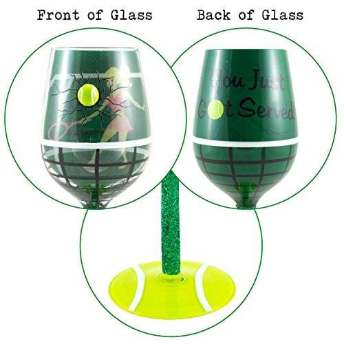 Top Shelf “You Got Served” Tennis Lover Wine Glass – Novelty Gifts for Women