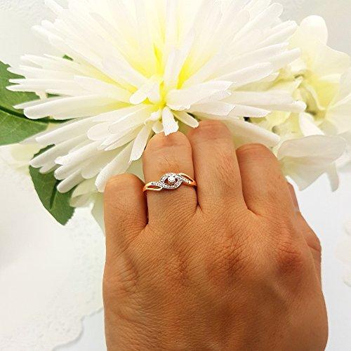 Dazzlingrock Collection 0.15 Carat (ctw) 10k Round Cut Diamond Ladies Engagement Bridal Promise Ring, Rose Gold, Size 8.5