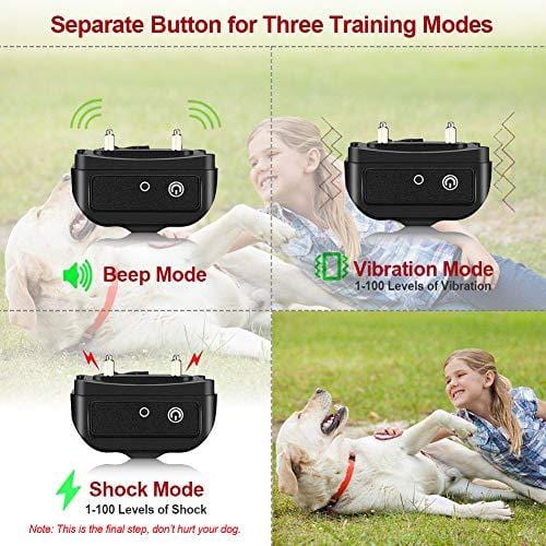 Shock Collar for Dogs, Dog Shock Collar with Remote 1600ft Range, IP67 Waterproof Rechargeable Dog Training Collar Beep Vibrate and Shock collar for Large Dogs and Small Dogs