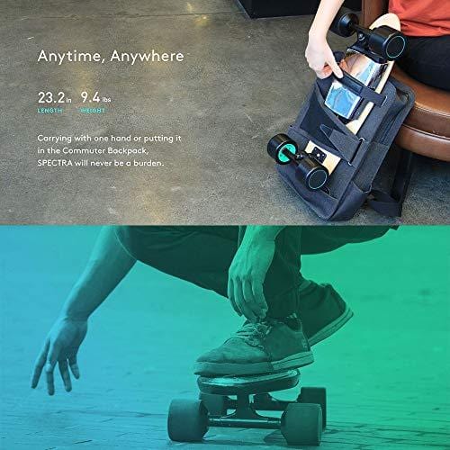 WALNUTT Spectra Mini Plus Electric Skateboard with 3D Posture Control Hub Motors Boosted Maple Board Bluetooth Connectivity Top Speed 12.4 mph Range 6.2 Miles Varying Speeds Smart Braking 9.2 lbs