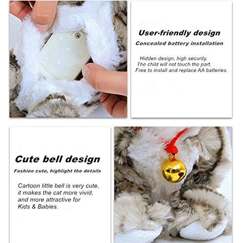 Smalody Plush Cat Walking Pet Sound Control Electronic Cat Interactive Toys Electronic Pets Robot Cat Stand Walk Electronic Toys Best Gift for Girls Baby Children (White)