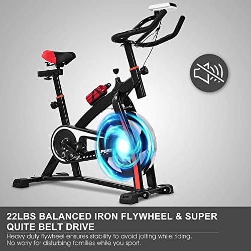 GOPLUS Adjustable Exercise Bike, Stationary Bike, Indoor Cycle Bike, with Heart Rate Sensors, LCD Display, Professional Exercise Bike for Home and Gym Use