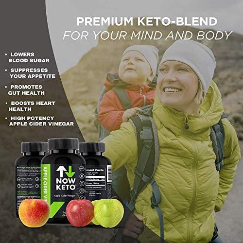 NOW KETO® Apple Cider Vinegar Capsules | Natural Appetite Suppressant | Promotes Digestive Health | Supports Healthy Weight Loss | Helps Blood Sugar | Maintains Low Blood Pressure