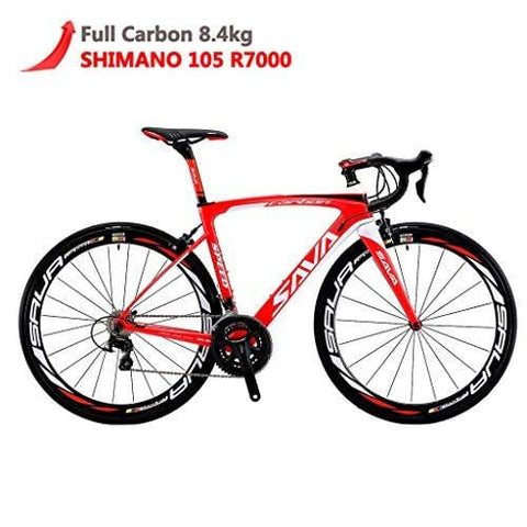 SAVADECK Herd 6.0 T800 Carbon Fiber 700C Road Bike Shimano 105 5800 Groupset 22 Speed Carbon Wheelset Seatpost Fork Ultra-Light 18.3 lbs Bicycle Red White 52cm