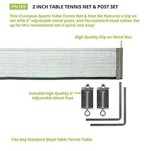 Champion Sports Table Tennis Net & Post Set, 2"