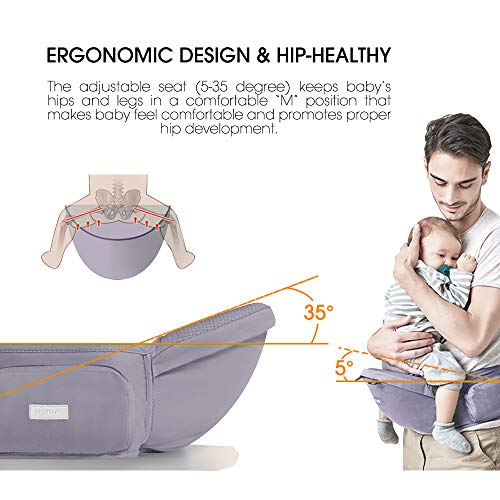 Unichart 360 All Carry Positions Baby Carrier Baby Hip Seat Carrier Perfect Baby Shower Gift (Grey)