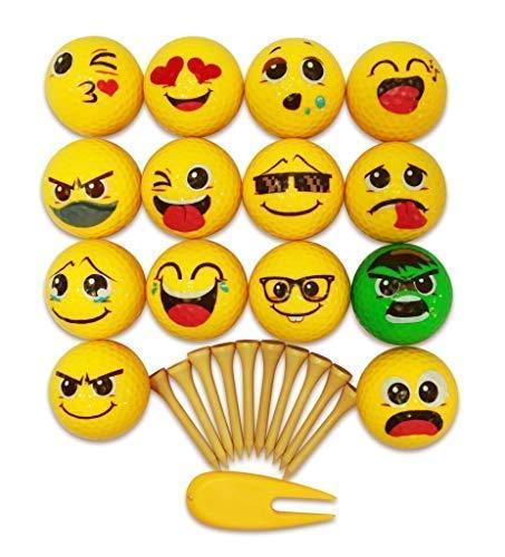 Emoji Golf Balls Deluxe Gift - Golf Gifts for Men & Women - Gag Gift for The Golf Fan who has Everything Deluxe (14 Golf Balls, Fun)