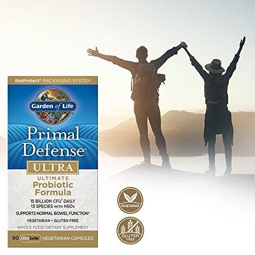 Garden of Life Whole Food Probiotic Supplement - Primal Defense Ultra Ultimate Probiotic Dietary Supplement for Digestive and Gut Health, 90 Vegetarian Capsules
