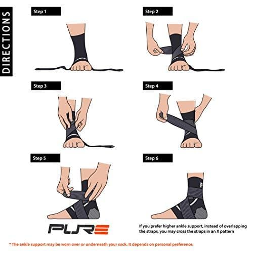 Ankle Support Brace – Compression Sleeve with Adjustable Strap, Great for Running, Ankle Sprains (S/M, Black)