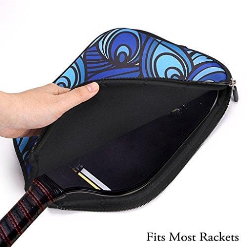 Hipiwe Pickleball Paddle Cover Case Neoprene Pickleball Racquets Rackets Protective Cover Sleeve Bag Fits Most Rackets - Protect Your Paddle - Pack of 2 (Ethnic Style Blue)