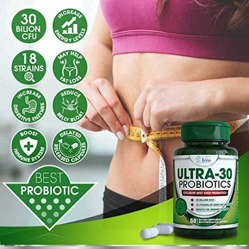 Best Probiotics for Women Men - 30 Billion CFU Probiotic with Prebiotics Supplement 18 Strain Patented Delayed Release Capsules Mens and Womens Digestive Health Supplements
