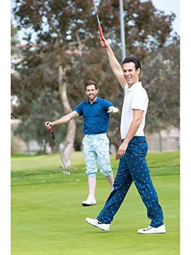 Tipsy Elves Men's Fairway Flamingo Loud Golf Pants - Crazy Golf Pants: Large