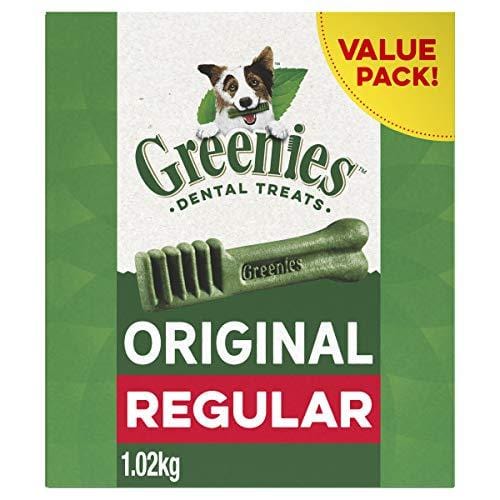 GREENIES Original Regular Size Natural Dental Dog Treats, 36 oz. Pack (36 Treats)