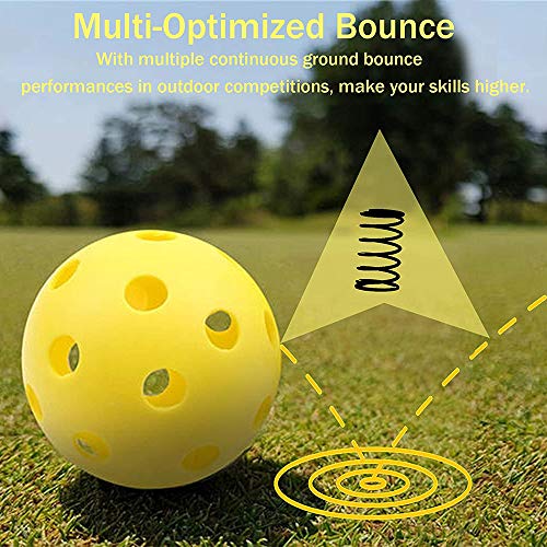 hrongshk 3 Pack Pickleball Balls, Professional Patented 26 DrilledHole Design Pickleball Balls Indoor Pickleballs, High-Vis Optic Yellow Pickleball Balls