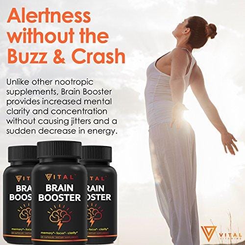 Brain Supplement Nootropics Booster - Enhance Focus, Boost Concentration, Improve Memory & Clarity For Men & Women, Ginkgo Biloba, DMAE, Mind Enhancement, IQ Neuro Energy, Vitamin B12, Bacopa Monnieri