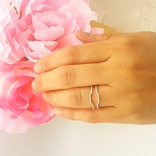 Dazzlingrock Collection 0.25 Carat (ctw) 10K White Diamond Wedding Band Enhancer Guard Ring 1/4 CT, Rose Gold, Size 6