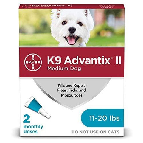 Bayer K9 Advantix II Flea, Tick and Mosquito Prevention for Medium Dogs, 11 - 20 lb, 2 doses