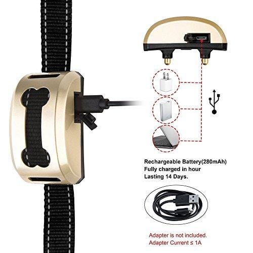 Aeetone Bark Collar Upgrade 7 Sensitivity Rechargeable Humane Dog No Bark Collar with Vibration and No Harm Shock for Small Medium Large Dog (Gold)
