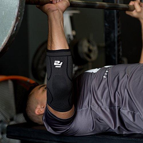 Fit Active Sports Compression Elbow Sleeve Support Brace for Tennis, Golfers, Tendonitis, Weightlifting, Bursitis, Workouts, Gym, Recovery, Pain Relief. Wear Anywhere